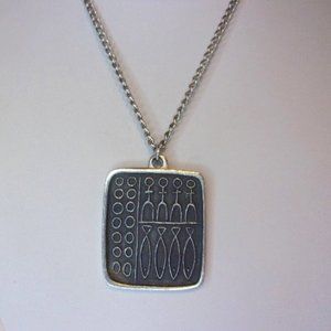 Landerholm Modernist Pewter Pendant Necklace